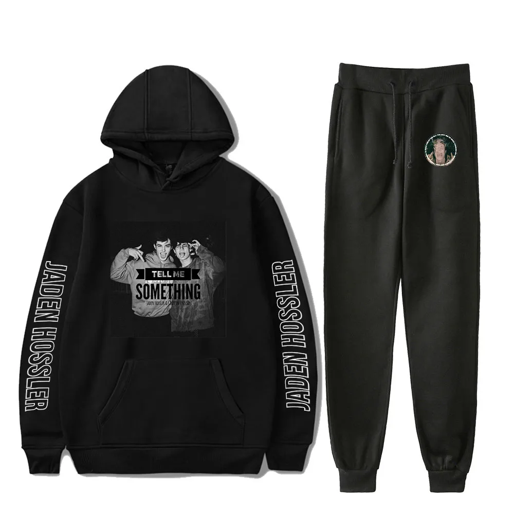 Jxdn-Conjunto Jxdn de 2 peças de treino masculino e feminino, capuz de manga comprida, calças jogger, streetwear unissexo e calças