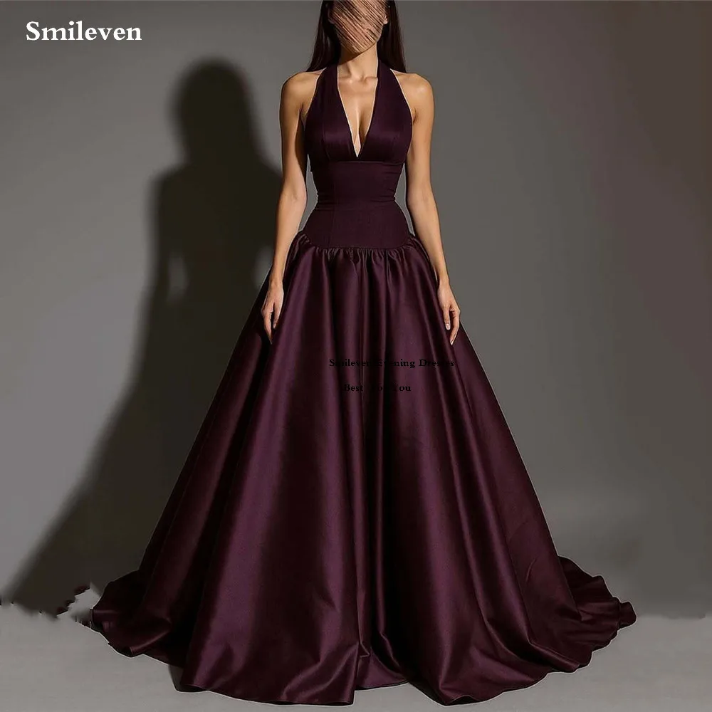 

Smileven Burgundy Halter Prom Dresses A Line Party Dresses Women Maxi Prom Gowns Customized 2026