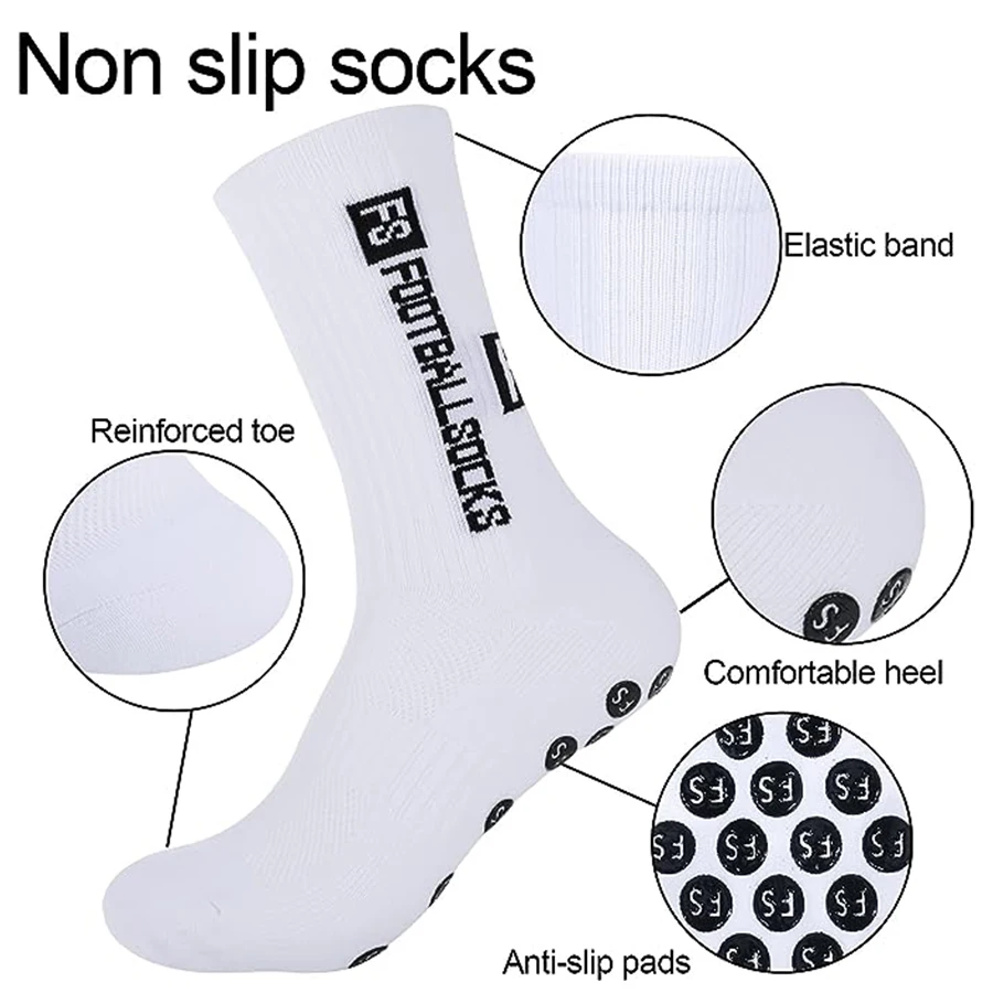 4 Pairs Football Socks Sports Socks Men Women Mid-calf Socks Silicone Non-slip Dot Socks Grip Volleyball Cycling Basketball Sock