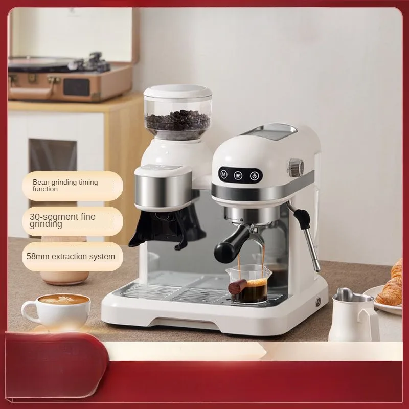 1.4LCoffee Machine Espresso Semi-automatic Household Small Office Grinding Bean Timer Easy To Clean Milk Frother with Grinder