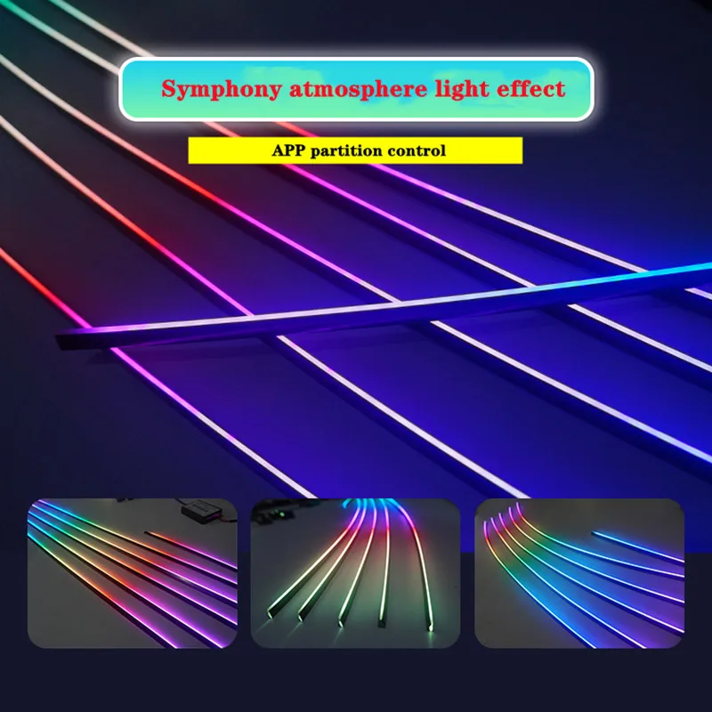 Symphony Car Atmosphere Light RGB 6 In 1 Car Interior Acrylic Light Guide Fiber Optic General Car Decorative Atmosphere Light