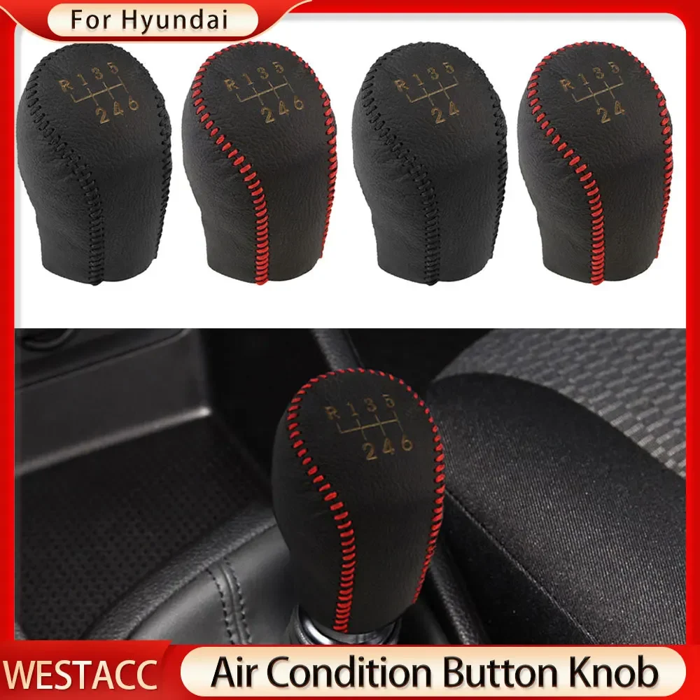 Genuíno Couro Do Carro Engrenagem Shift Knob Cover, 5 Velocidade, 6 Velocidade, Acessórios para Hyundai Elantra GT Accent Solaris Avante MD I30 MT