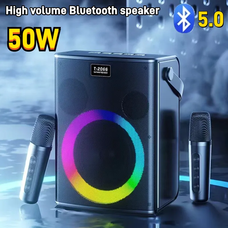 

New Portable Karaoke Bluetooth Speakers LED Family Subwoofer High-quality Wireless Microphone Singing Machine Outdoor Party Box