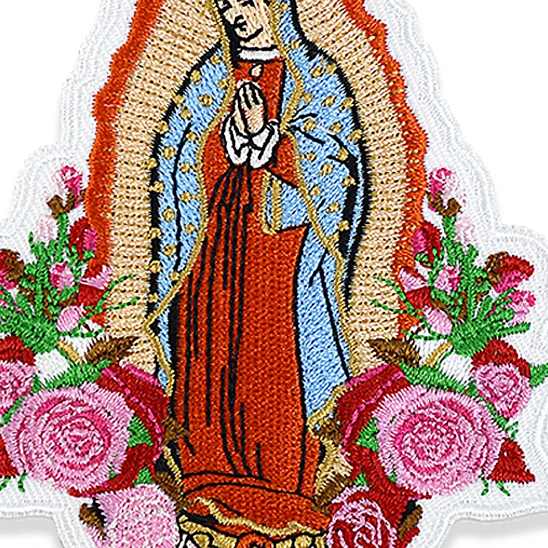 Christian Large Size Santa Maria De Guadalupe Virgin Mary Iron on Patches for Shirts Bags Harajuku Icon Embriodery Patches