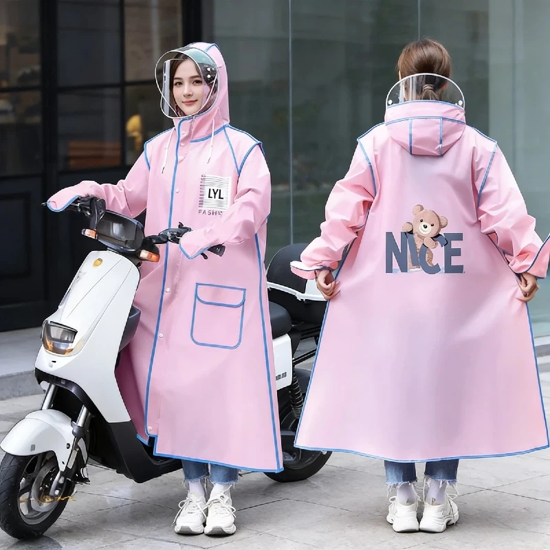 

Thickened Long One-Piece Raincoat for Cycling Men Women Adult Full Body Vehicle Rain Protection Riding EVA Overalls