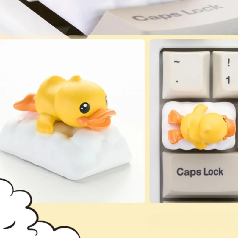 Point Cute Duck Keycap Artisan DIY Keyboard Cap Resin Original Anime Custom Personality Gaming KeyCap for Mechanical Keyboard