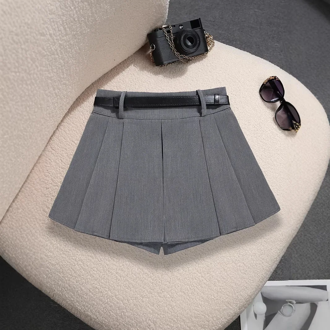 Solid Color Pleated Skirt Summer Women's High Waist Mini Skirt