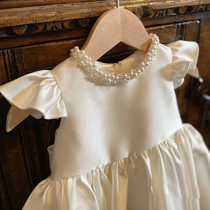 Elegante Satijnen Prinses Baljurk Voor Baby Meisjes 1 St Verjaardagsfeest Trouwjurken G06