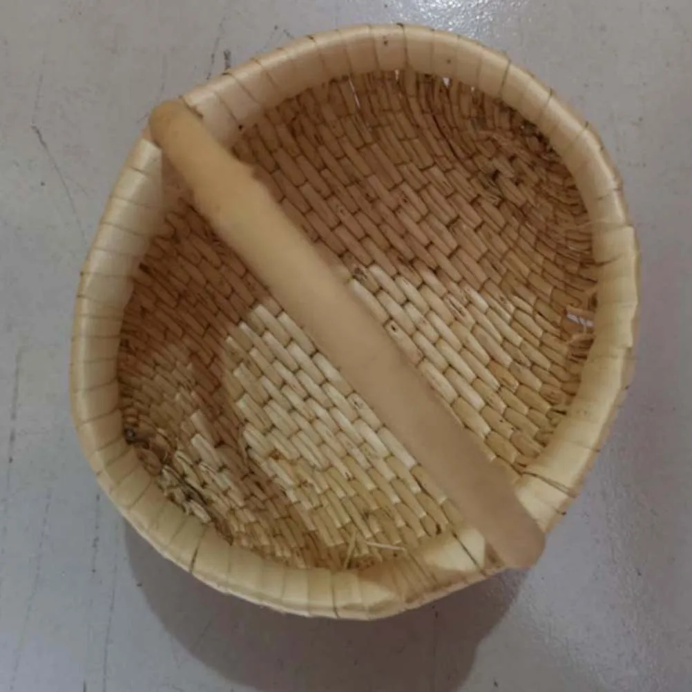 

1Pcs Khaki Woven Basket Handmade Portable Fruit Bread Snack Storage Container for Home Wedding Handmade Woven Basket