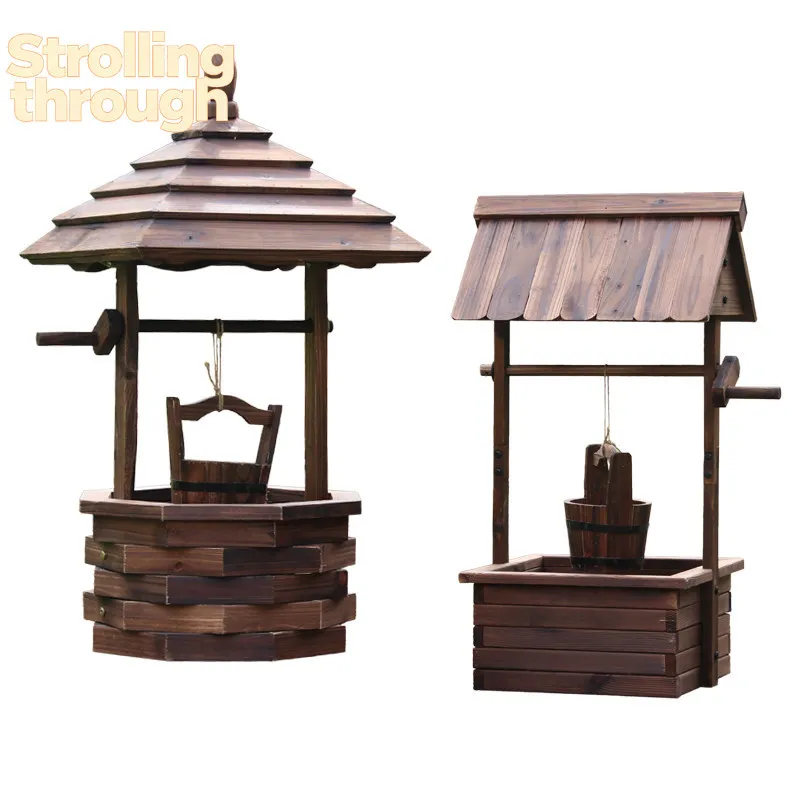 

Outdoor balcony Solid wood flower box Multi-layer wooden flower pot frame Carbonized preservative wood courtyard Garden