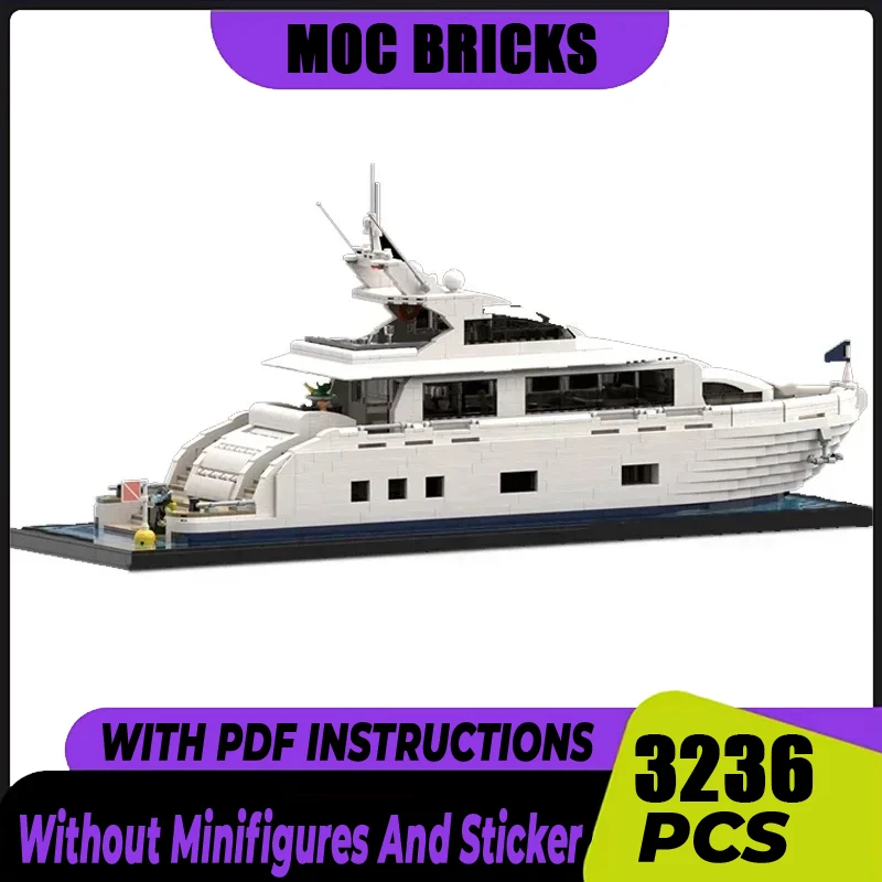 Shipboat Moc Building Bricks Luxury Yacht Minifigure Size Model Technology Block Construction Bricks Toy  Assembly Holiday Gifts