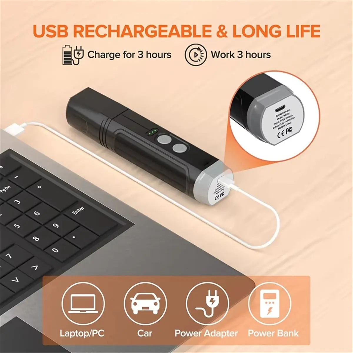 

ABPO Electric Pet Nail Clippers Rechargeable Quiet with Lights Cat Paws Nail Grooming Trimmer Tool for Cats Dog Paw Grinder B