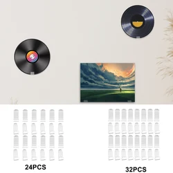 24/30Pcs Vinyl Record Display Shelf Holder Wall Mount Self Adhesive Album Disc Show Rack Acrylic Record Rack for Magazines