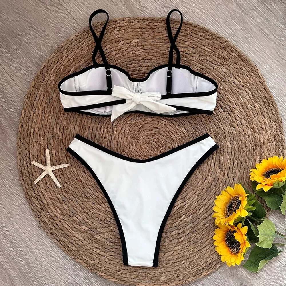 Maillot de bain sexy pour femmes, ensemble deux pièces, culotte tanga, col licou, style brésilien, vêtements de plage, 2024