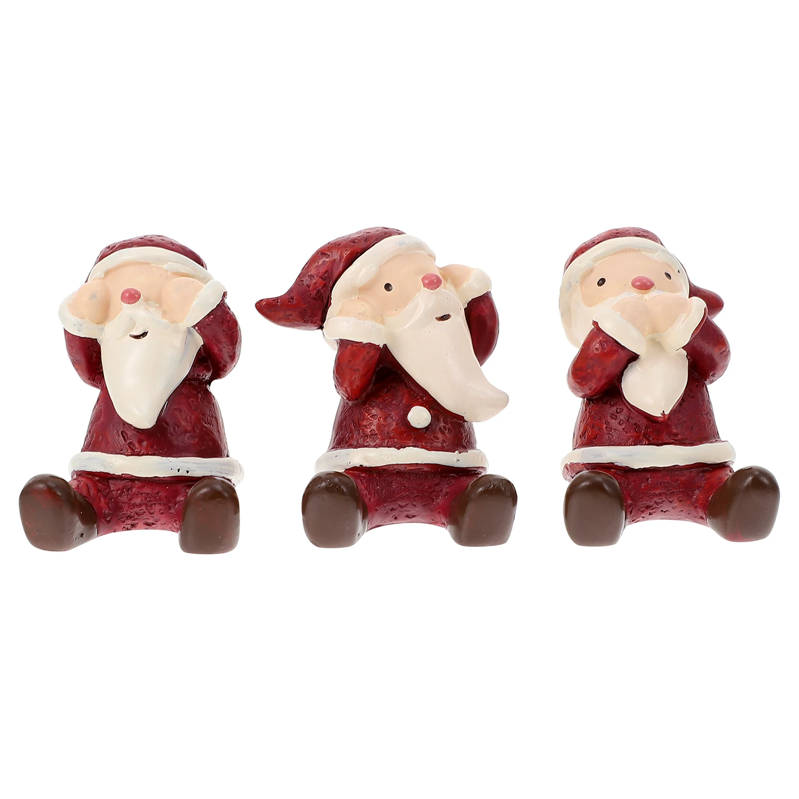 

3 Pcs Top Hat Santa Claus Ornament Christmas Decoration Resin Decorations Tabletop