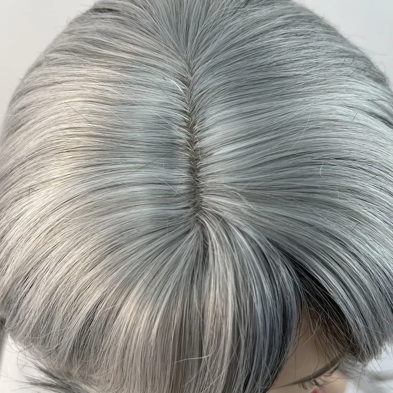 Perruques synthétiques longues naturelles pour femmes, noir ombré, argent, gris, cheveux raides à l'eau, fête, 03/Fashion, haute température, perruque pour dames