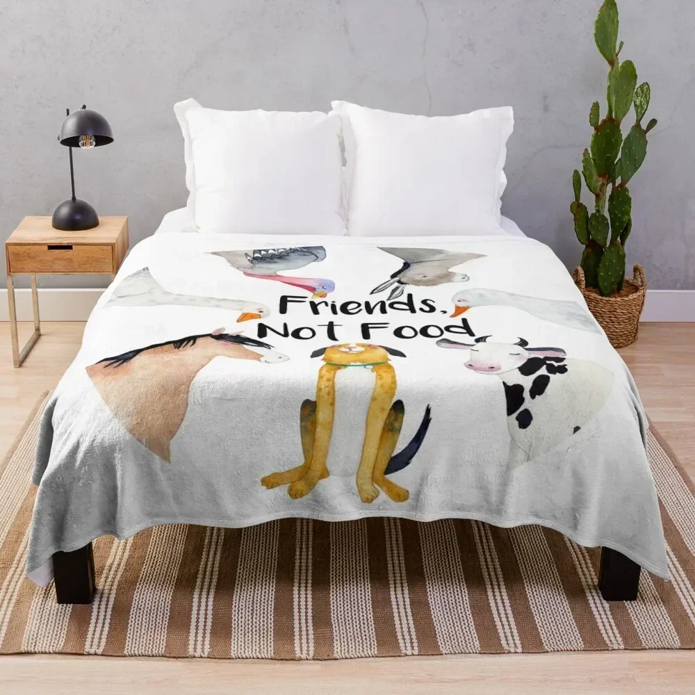 

Vegan slogan - Friends, Not Food Throw Blanket Luxurious Soft Blanket Holiday Gift for Family