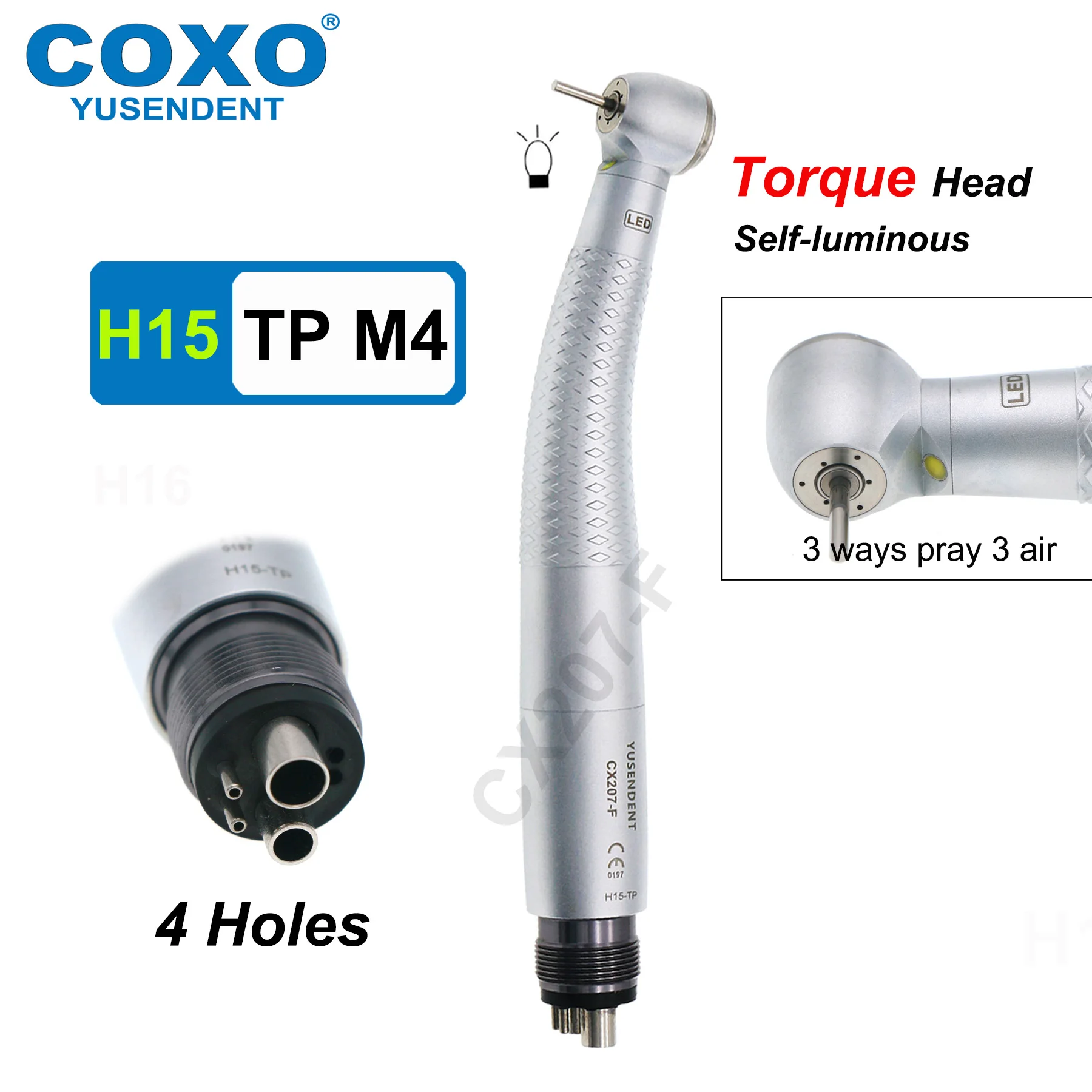 COXO LED Dental Turbine High Speed Handpiece Self Power E Generator Air Turbine Rotor Standard/Torque Head 2/4 Hole Fit NSK KAVO