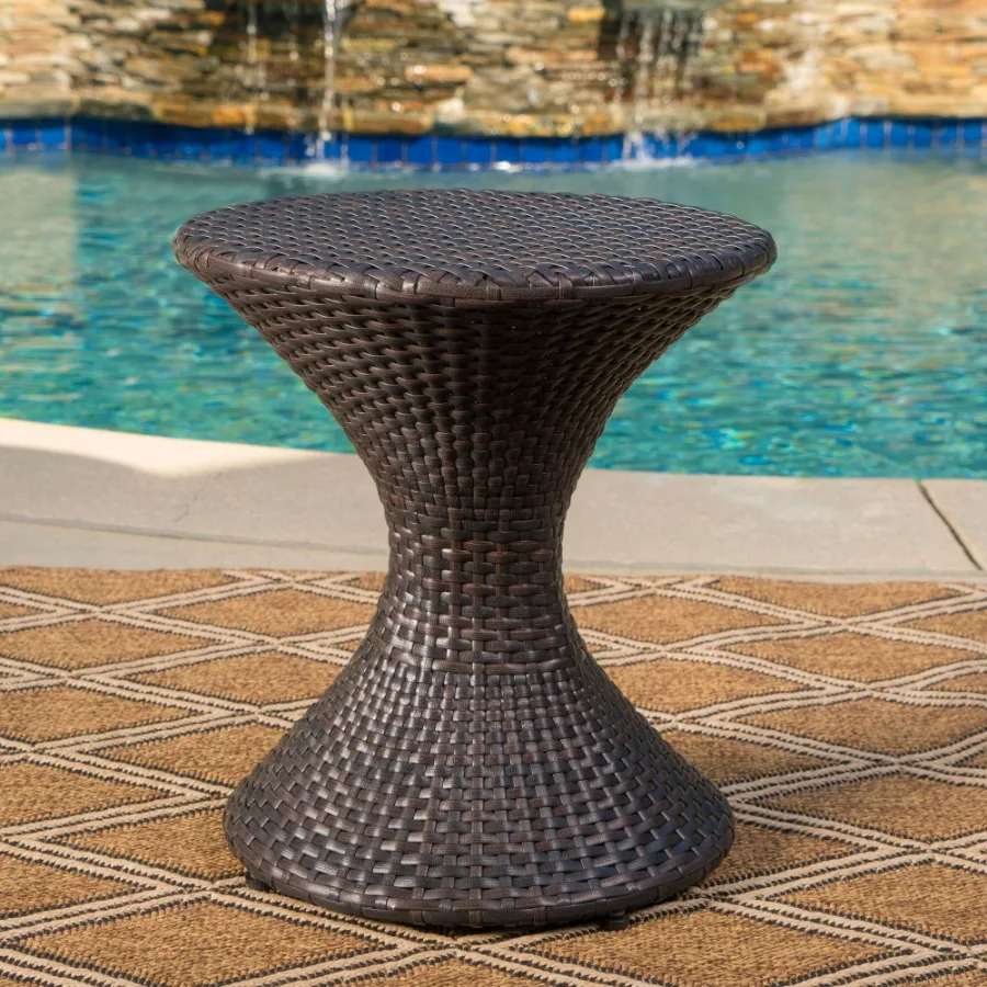 

Outdoor 16inch Multibrown Wicker Hourgla Side Table