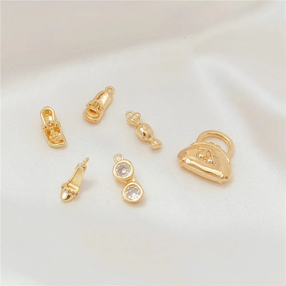 14k Gold-plated High Heels, Slippers, Wallets, Candies, Pendants, Diy Handmade Bracelets, Necklaces, Small Pendants