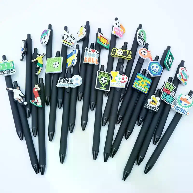 6/12Pcs Creative Football Theme Black Ink Pens Football Sports Series Writing Office Ballpoint Pen Desktop Essential Accessories