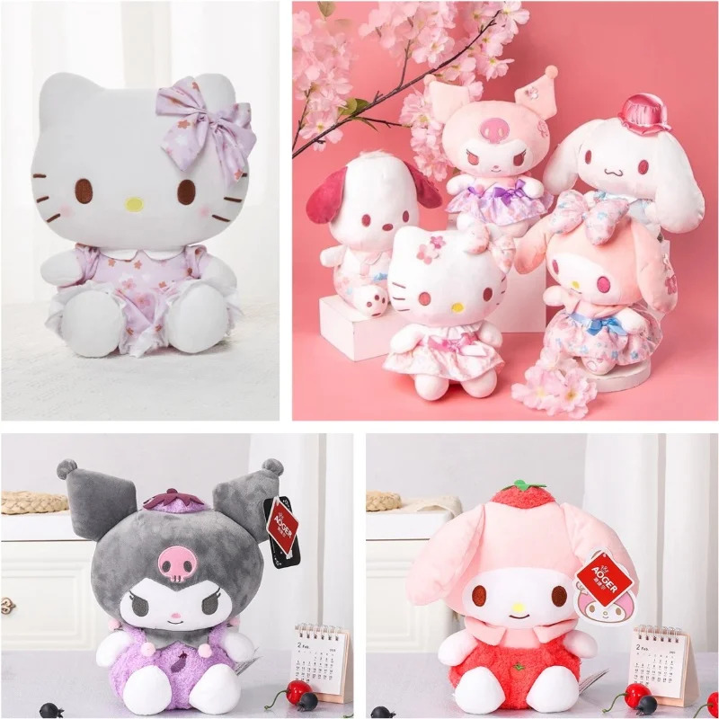 

Натуральная плюшевая игрушка Sanrio My Melody Kuromi Cinnamoroll Hellokitty, мягкие игрушки, куклы, подарки на Рождество и день рождения для детей