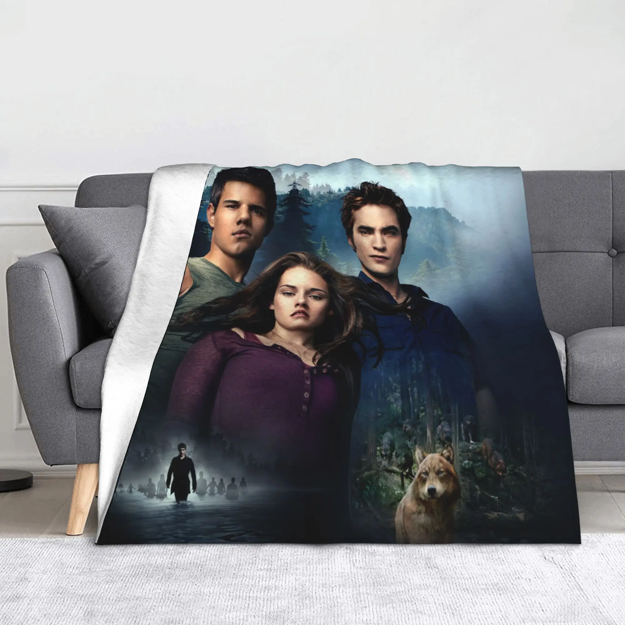 Vampire The Twilight Saga Knitted Blankets Edward Bella Jacob Black Flannel Throw Blankets Bedroom Sofa Decor Warm Bedspread