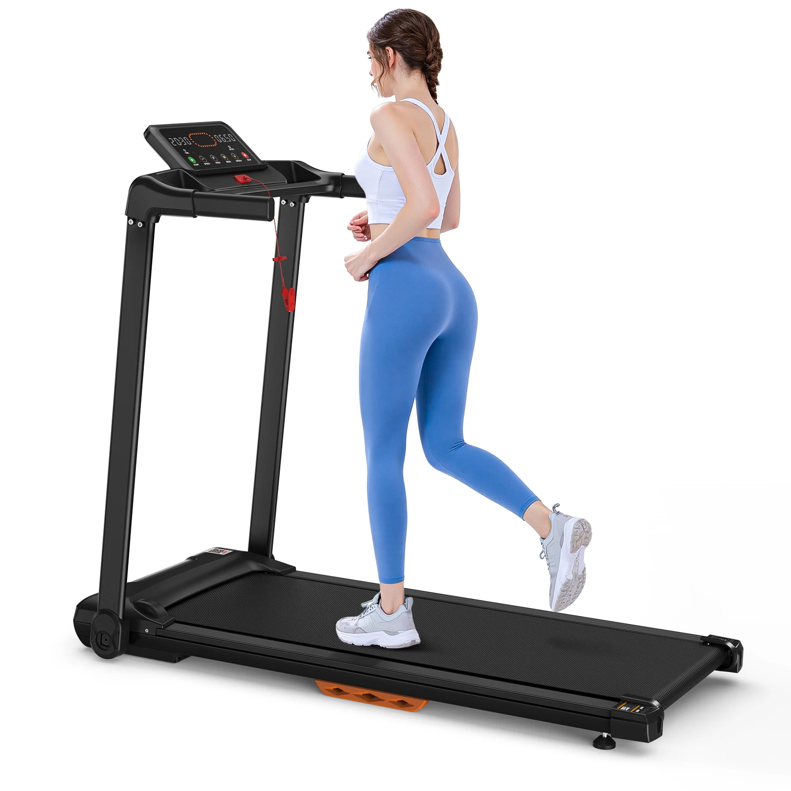 Quiet Portable Home Treadmill With Incline & LED Display, Speed Control Electric Running Machine For Indoor Fitness