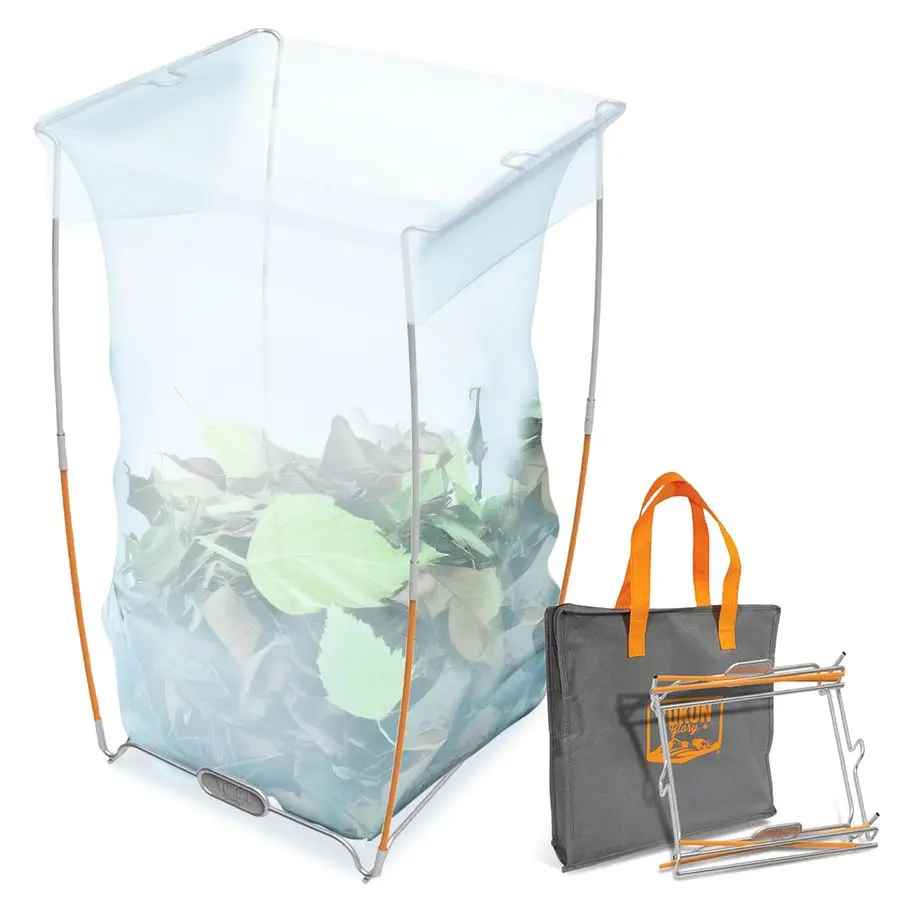 

Trash Bag Holder Stainless Steel Support Stand Camping Bag Holder Collapsible Trash Bag Organizer Includes Carry Bag 13 Gallon P