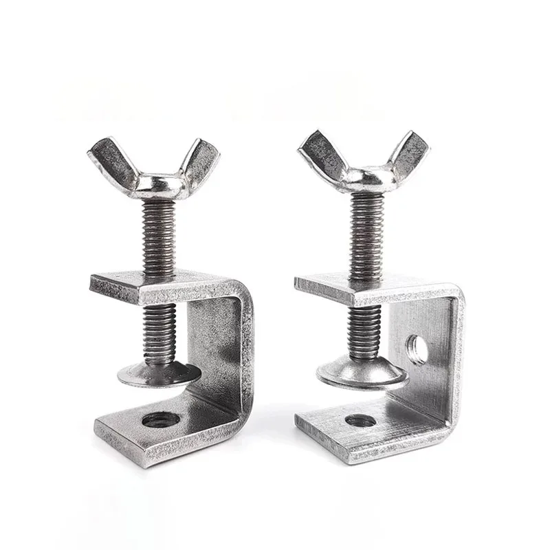 1Pcs 20mm~130mm 304 Stianless Steel C-Clamp Butterfly Clamps Adjustable Fixed Holder Clips Hardware Fasteners