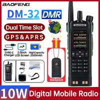 Baofeng DM-32 DMR DIgital GPS APRS AES256 Encryption Walkie Talkie 2M 70CM GMRS 8W 4000Ch FM Air Band Two Way Radio DM-32UV