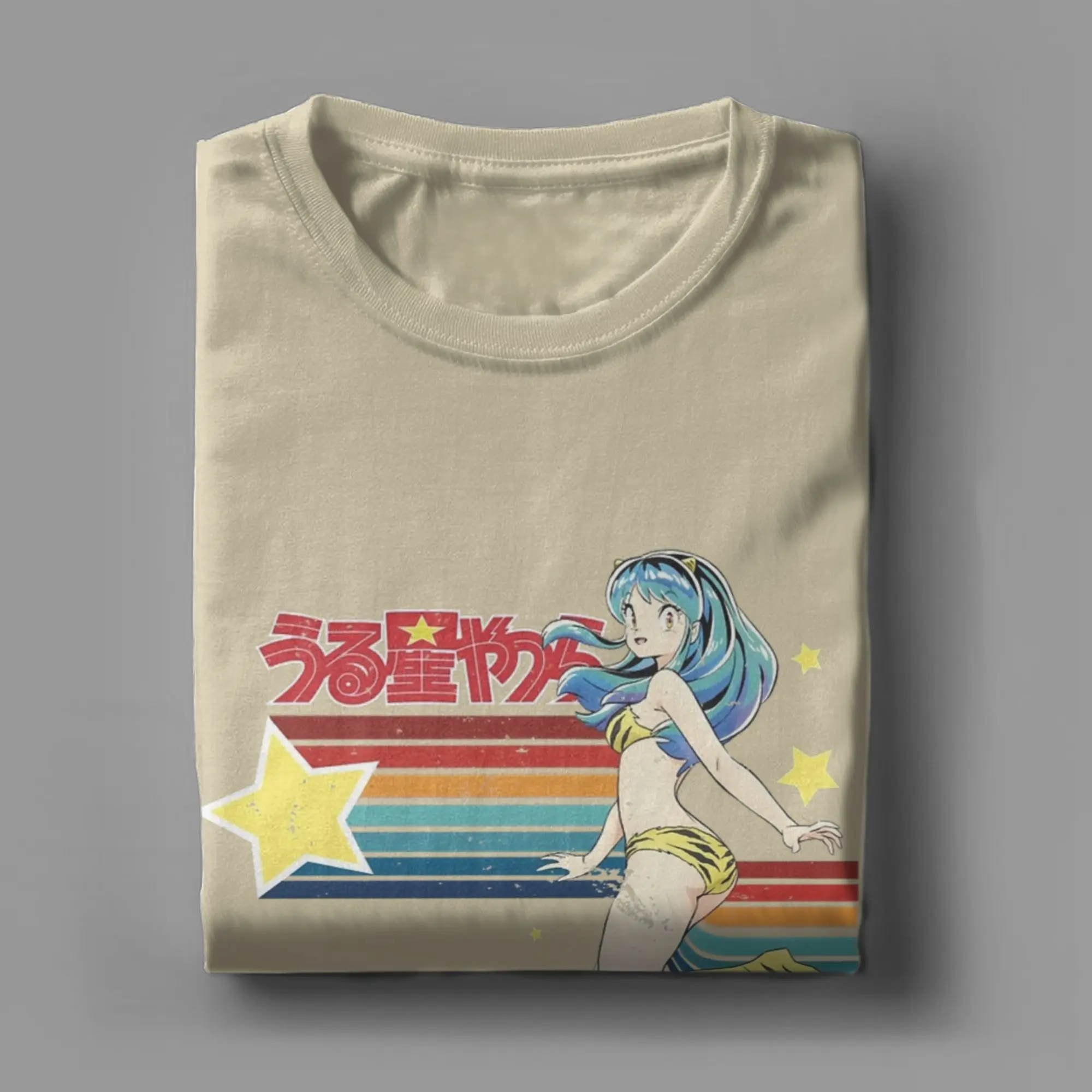 Camisetas Urusei Yatsura Lamu 80S para hombre, ropa 100% de algodón, camiseta divertida de manga corta con cuello redondo, camiseta estampada