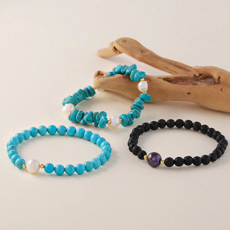 Cauuev Genuine Natural Freshwater Pearl Bracelets Bangles For Women with White Clay Zircon Ball Elasticity Jewelry Gift 2021
