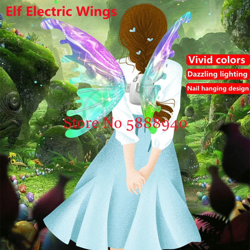 Anjo asas brinquedo elétrico para a menina, borboleta espumante, design tridimensional, colorido, para as crianças