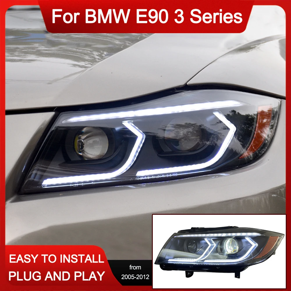 For 2005-2012 BMW 3 Series E90 Headlight Assembly Three Series 318 320 325 Modified LED Driving Light Streamer Marquee Headlamp