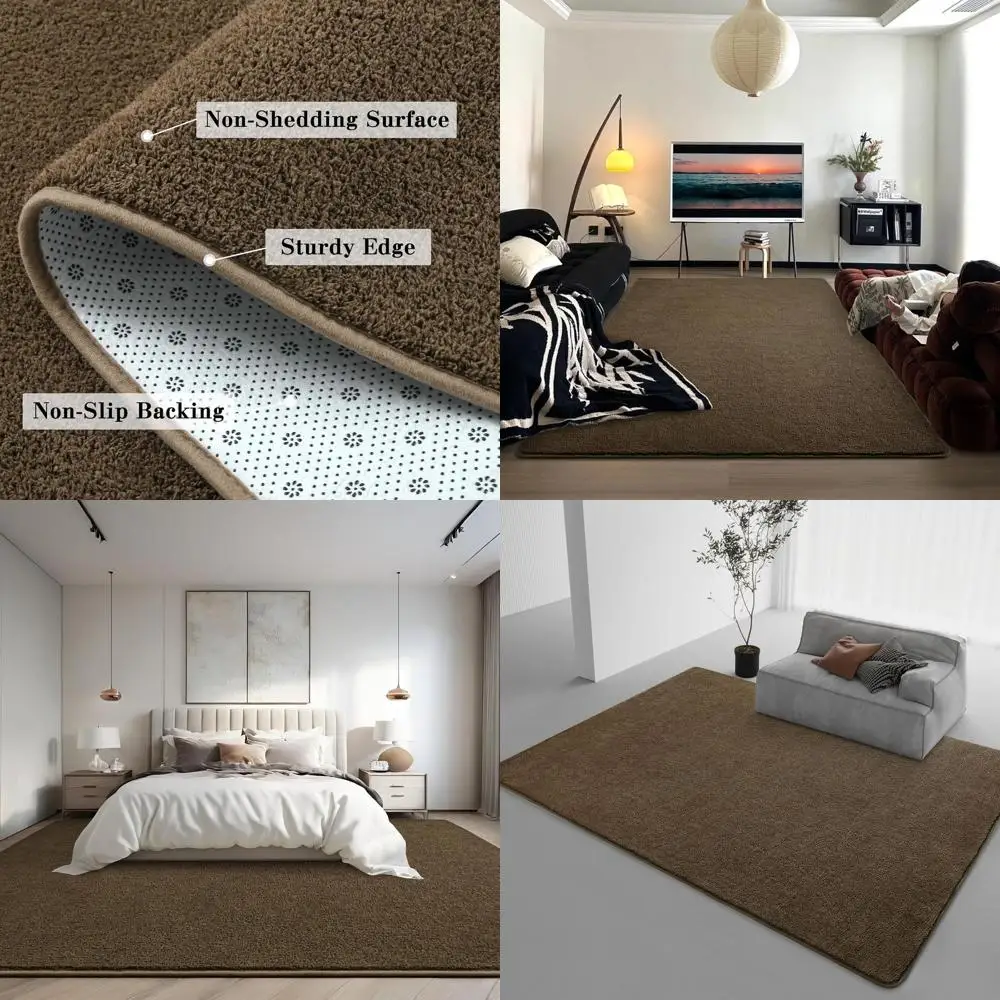 

Light Brown 5x7 Memory Foam Rugs for Living Rooms and Bedrooms, Ultra Soft for Kids, Non-Slip Washable Mats for Dorms and Nurser