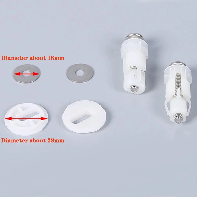 2ชิ้นชุดสลักเกลียวยึดสกรูบานพับห้องน้ำชุดซ่อมสลักเกลียวพลาสติกชุดฝาชักโครกทั่วไปอะไหล่เปลี่ยนชิ้นส่วนห้องน้ำ