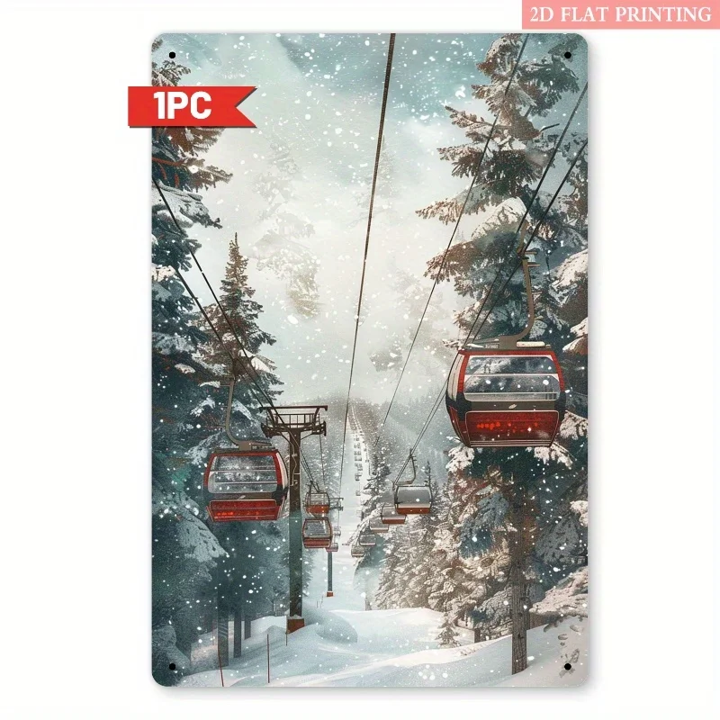 Vintage Ski Lift Metal Tin Sign 20x30cm Winter Mountain Wall Decor Iron Plaque for Cabin Lodge Home