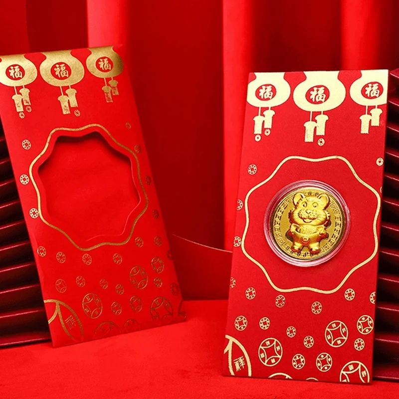 Jaar Van De Tijger Gouden Munt Rode Envelop, Chinees Nieuwjaar Gunstige Items (Inclusief Rode Envelop)
