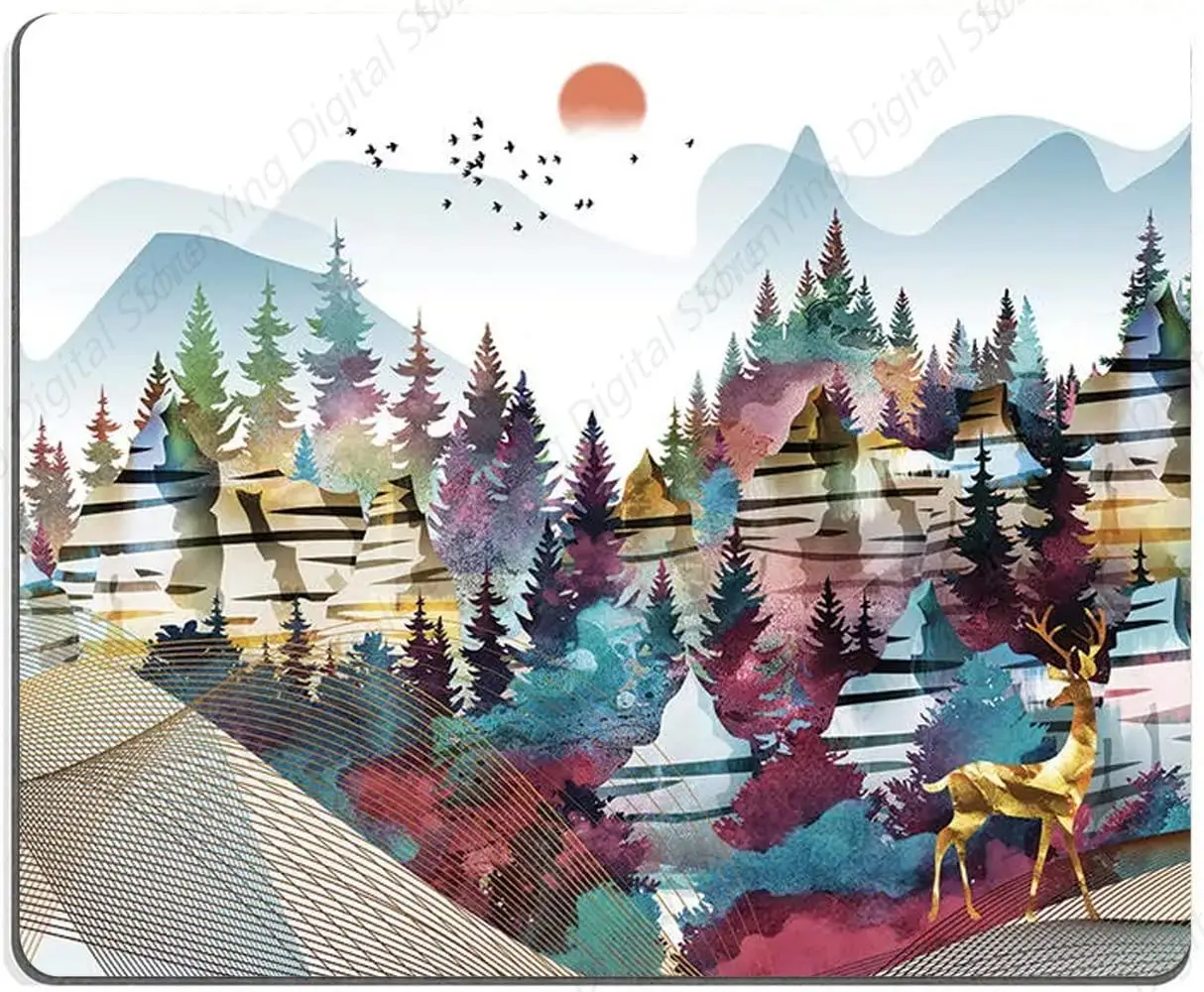 

Mountain Sunrise And Deer Mouse Pad Personalized Design Anti Slip Rubber Smooth Mouse Pad Suitable For Laptops 25*30cm
