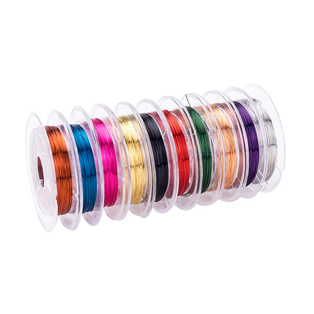 10 rouleaux de cuivre coloré 0.3Mm 10M, 10 pièces, pour artisanat de perles, bricolage, arrangement Floral, fabrication de chapeaux, couleur cuivre pour la fabrication de bijoux