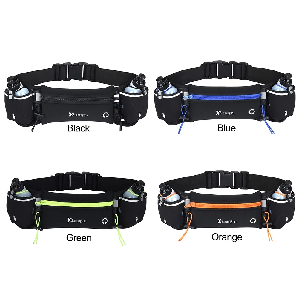 

For Running Hiking Climbing Waist Pack with Bottles Multiple Pockets Fanny Pack with Reflective Strip Waist Bag Adjustable Strap