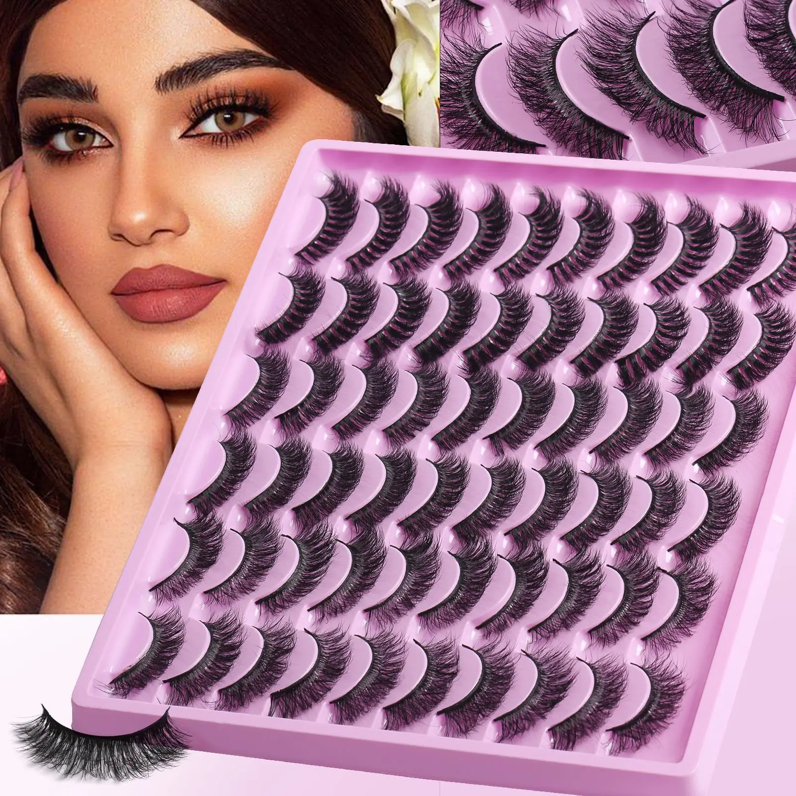 Faux cils de vison en œil de chat, 6 styles mélangés, réutilisables, naturels, moelleux, bouclés, spectaculaires, extension, outil de maquillage, 30 paires