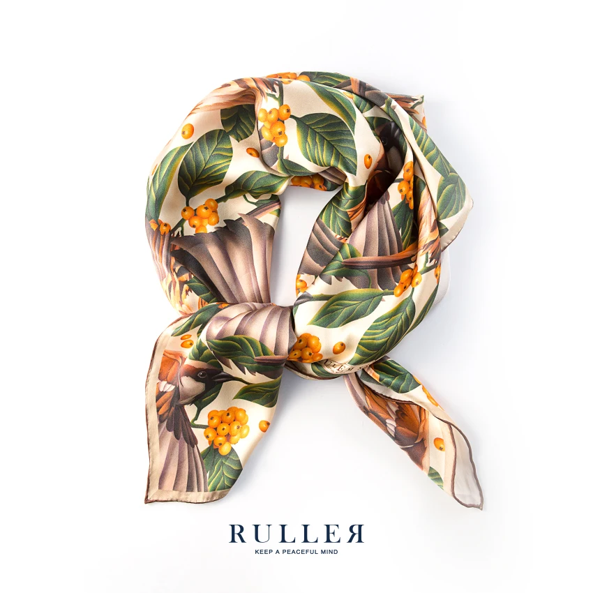 

Ruller Silk Scarf Original Hand-Painted Design Large Square Shawl Gift for Women Multi-Functional Silk Scarf with Animal Pattern