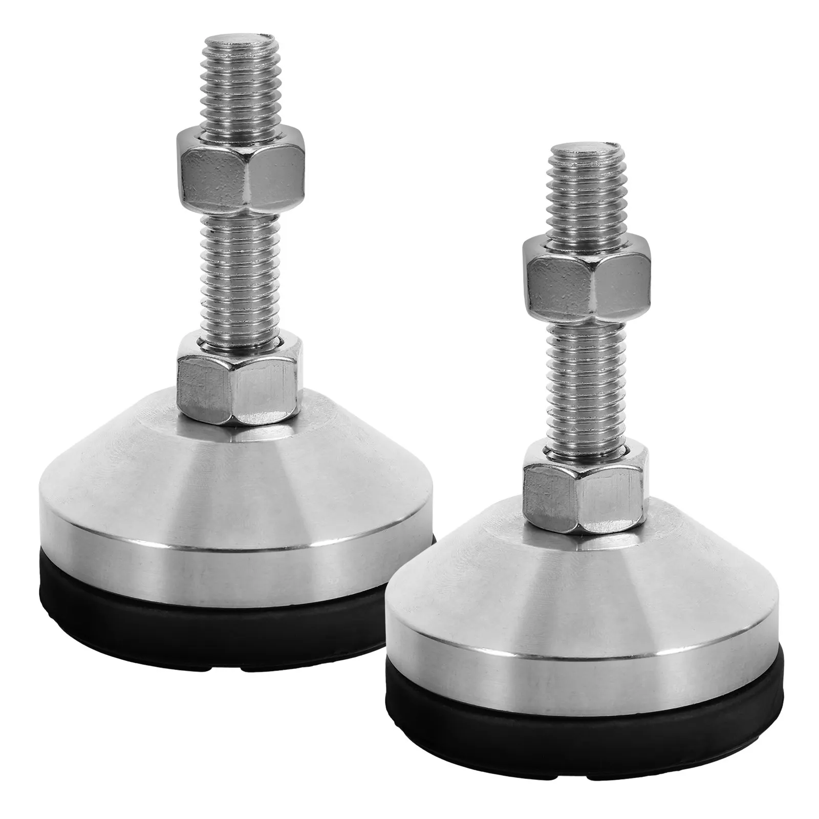 2Pcs Heavy Duty Adjustable Leveling Feet Stainless Steel Rubber Anti-Slip Shock Absorbing for Furniture Machinery Workbench Pool