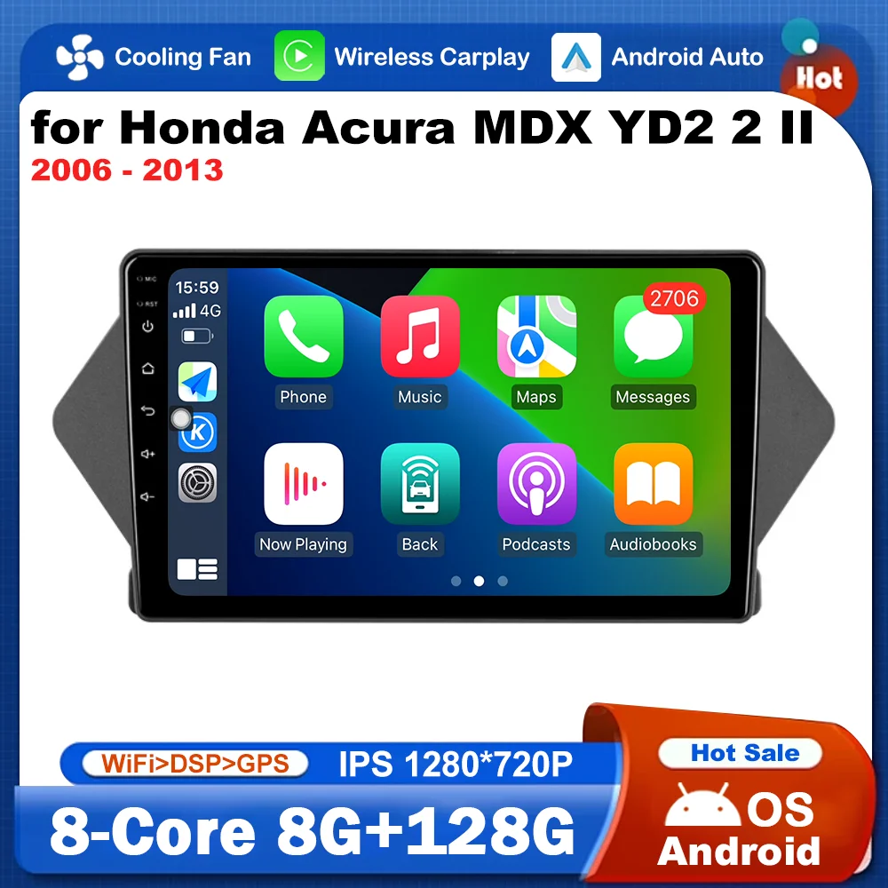 

4G+WiFi Car Radio Multimedia Player DSP Stereo for Honda Acura MDX YD2 2 II 2006 - 2013 Android OS Navigation GPS BT 2.5D Screen