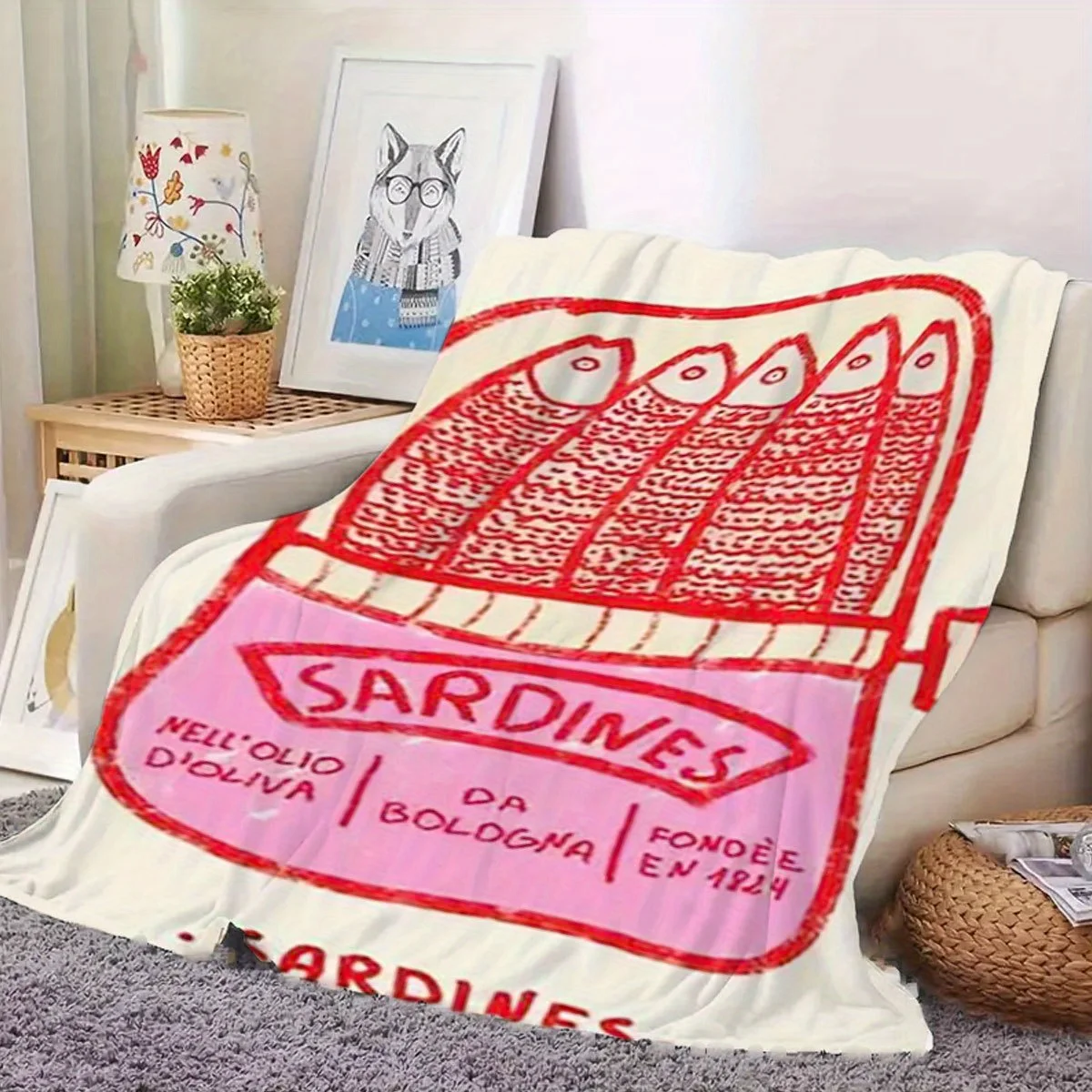 Sardine Can Style Soft and Cozy Flannel Blanket - Perfect for Sofa, Bed, Office Naps, and Outdoor - Ideal Halloween,Thanksgiving