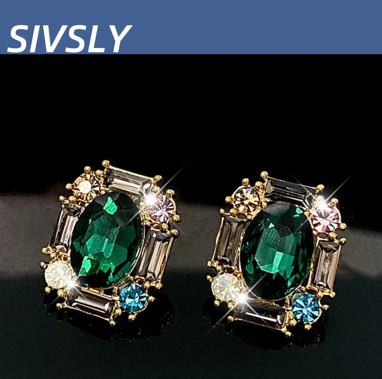 

Hot-selling Palace Retro Style Geometric Square Earrings Design Sense Crystal Earrings Luxury High-end Feeling Earring for Women