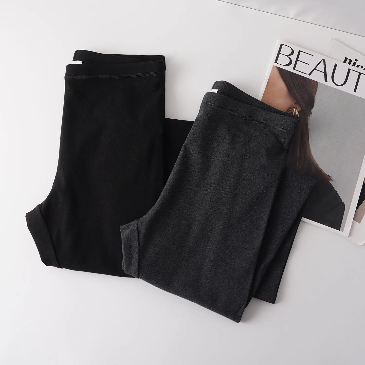 

Bodhl High Waist Casual Women's Pants Skin-friendly Versatile Autumn Thermal Leggings Seven/Nine Points Fitting Trousers