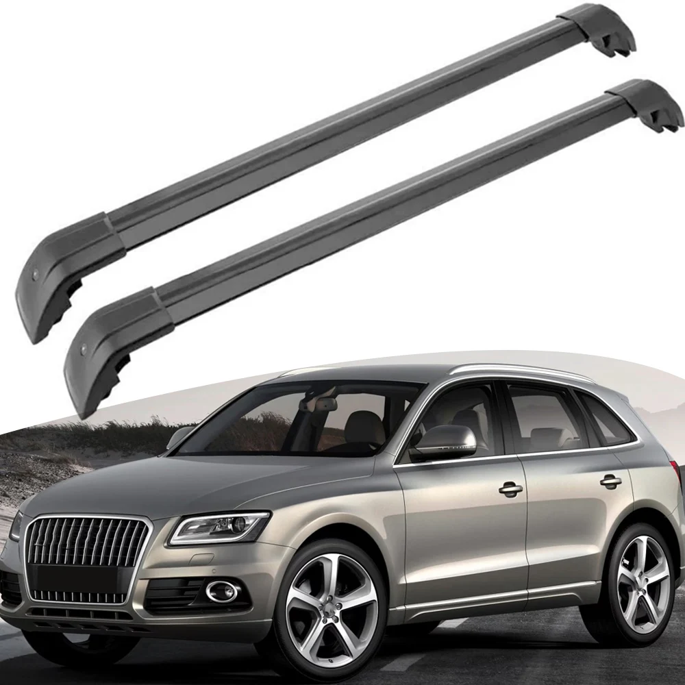 Barras transversales de 2 piezas, barras transversales, estantes de techo aptos para Audi Q5 2009-2017 con rieles de techo